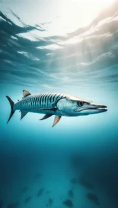 Un barracuda nageant en pleine mer