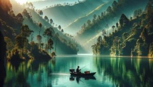 pêcheur sur lac